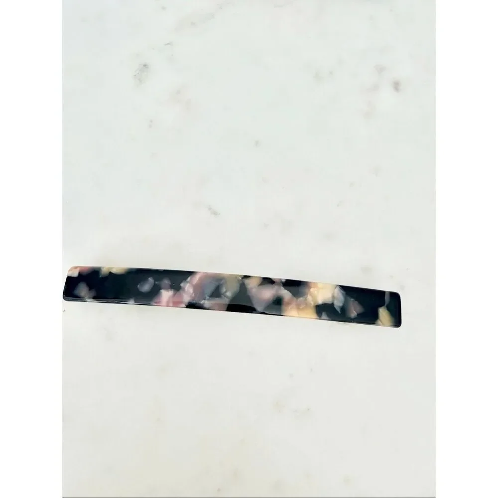 Nordstrom Marbled Acrylic French Barrette Hair Clip Black Multicolor